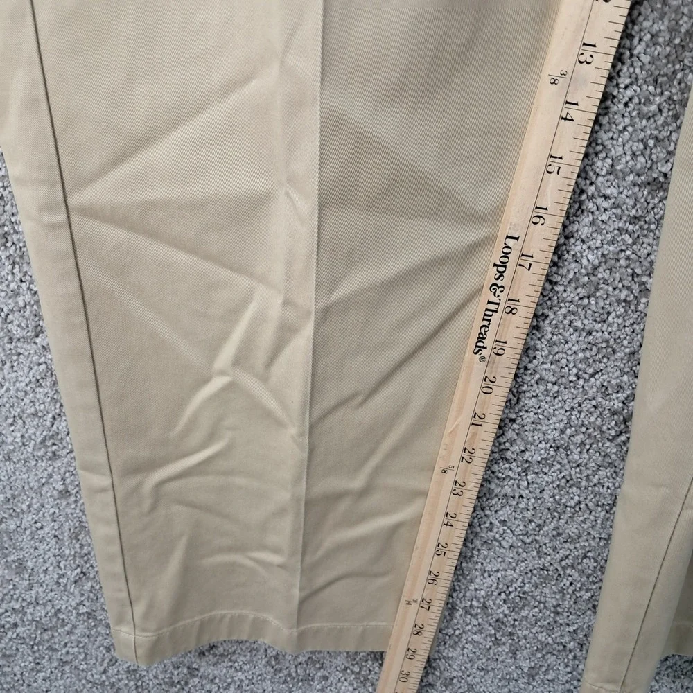 LL Bean Mens Comfort Waist Pleated Chino Pants Tan Khaki 38x30 238076
